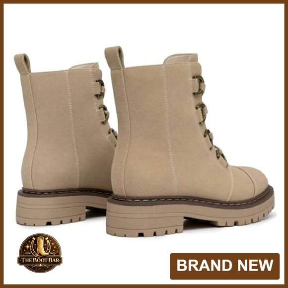 Women's Lace-Up Combat Boots Platform Chunky Heel Lug Sole Ankle Booties - Picture 5 of 8